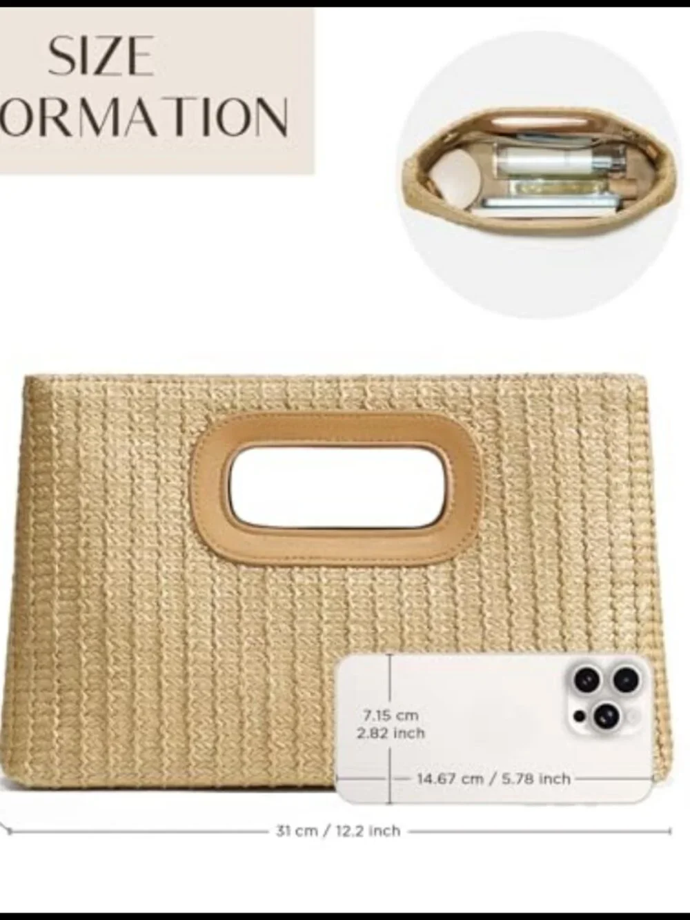Straw Clutch Woven Beach Handbag Boho Evening Bag